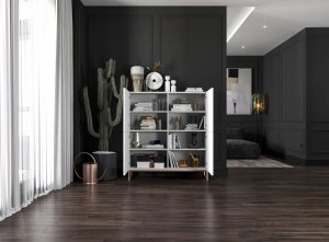 Meble Lindner Komoda RTV Glamour Szafka RTV Glamour Biały 112 cm 9