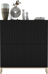 Meble Lindner Komoda RTV Glamour Szafka RTV Glamour Czarna 112cm 2