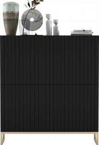 Meble Lindner Komoda RTV Glamour Szafka RTV Glamour Czarna 112cm 3