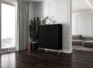 Meble Lindner Komoda RTV Glamour Szafka RTV Glamour Czarna 112cm 5