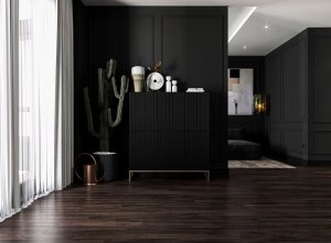 Meble Lindner Komoda RTV Glamour Szafka RTV Glamour Czarna 112cm 7