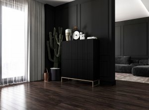 Meble Lindner Komoda RTV Glamour Szafka RTV Glamour Czarna 112cm 8