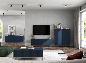 Meble Lindner Komoda RTV Glamour Szafka RTV Granatowy MAT 112 cm 10