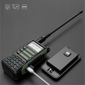 Krótkofalówka HamRadioShop Baofeng UV-16 5W dwupasmowy radiotelefon 2m + 70cm w kolorze czarnym z ładowaniem USB C 6