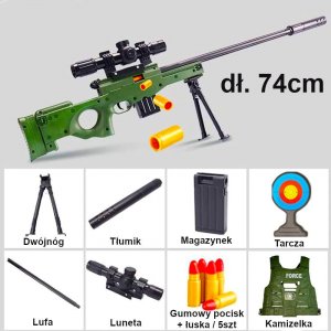 tomdorix AWP Snajperka Karabin Na Strzałki [Pocisk+Łuska] + Kamizelka + Tarcza 3