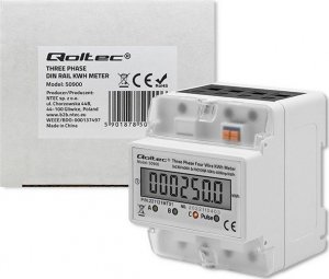 Qoltec Trójfazowy elektroniczny miernik zużycia energii na szynę DIN 230V LCD 4P 6