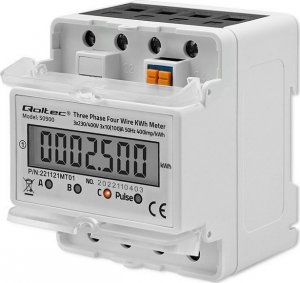 Qoltec Trójfazowy elektroniczny miernik zużycia energii na szynę DIN 230V LCD 4P 7