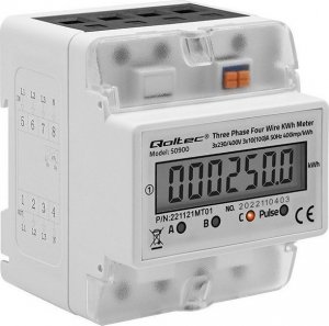 Qoltec Trójfazowy elektroniczny miernik zużycia energii na szynę DIN 230V LCD 4P 8