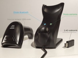 Czytnik kodów kreskowych Kim-Tech Skaner kodów kreskowych 1D 2D z ruchomą regulowaną podstawką 2.G Bluetooth 3
