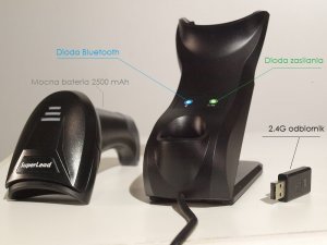 Czytnik kodów kreskowych Kim-Tech Skaner kodów kreskowych 1D 2D z ruchomą regulowaną podstawką 2.G Bluetooth 7