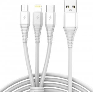 Kabel USB Vayox USB-A - USB-C + micro-B + Lightning 1 m Biały 1