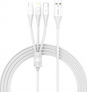 Kabel USB Vayox USB-A - USB-C + micro-B + Lightning 1 m Biały (KX4242) 3