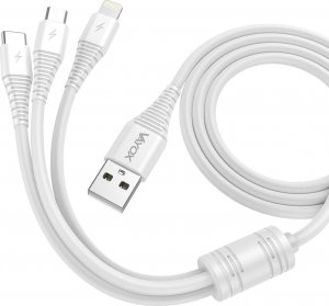Kabel USB Vayox USB-A - USB-C + micro-B + Lightning 1 m Biały (KX4242) 5