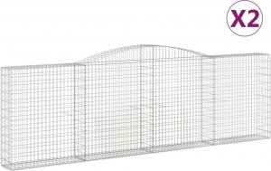 vidaXL Kosze gabionowe, 2 szt, 400x30x120/140 cm, galwanizowane żelazo 2