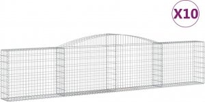 vidaXL Kosze gabionowe, 10 szt, 400x30x80/100 cm, galwanizowane żelazo 2