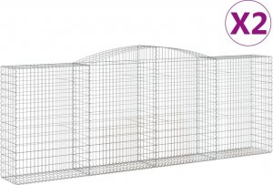 vidaXL Kosze gabionowe, 2 szt, 400x50x140/160 cm, galwanizowane żelazo 2