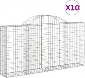 vidaXL Kosze gabionowe, 10 szt, 200x30x100/120cm, galwanizowane żelazo 2