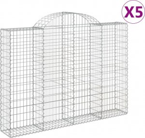 vidaXL Kosze gabionowe, 5 szt, 200x30x140/160 cm, galwanizowane żelazo 2