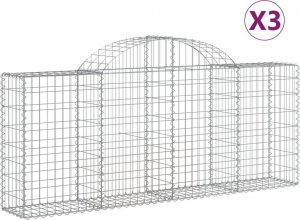 vidaXL Kosze gabionowe, 3 szt, 200x30x80/100 cm, galwanizowane żelazo 2