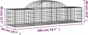 vidaXL Kosze gabionowe, 6 szt, 200x50x40/60 cm, galwanizowane żelazo 6