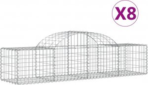 vidaXL Kosze gabionowe, 8 szt, 200x50x40/60 cm, galwanizowane żelazo 2