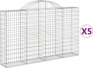 vidaXL Kosze gabionowe, 5 szt, 200x30x120/140 cm, galwanizowane żelazo 2