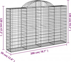 vidaXL Kosze gabionowe, 6 szt, 200x30x120/140 cm, galwanizowane żelazo 6