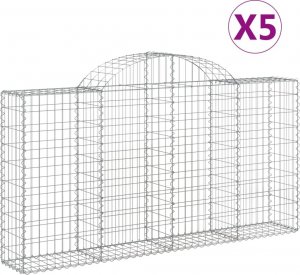 vidaXL Kosze gabionowe, 5 szt, 200x30x100/120 cm, galwanizowane żelazo 2