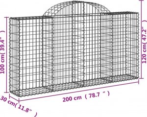 vidaXL Kosze gabionowe, 5 szt, 200x30x100/120 cm, galwanizowane żelazo 6
