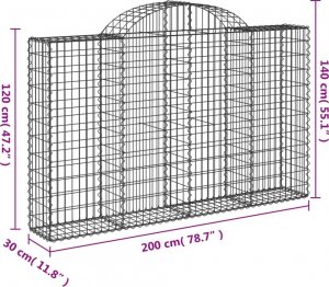 vidaXL Kosze gabionowe, 3 szt, 200x30x120/140 cm, galwanizowane żelazo 6