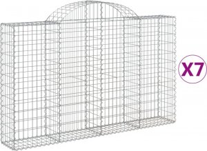 vidaXL Kosze gabionowe, 7 szt, 200x30x120/140 cm, galwanizowane żelazo 2