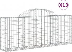 vidaXL Kosze gabionowe, 13 szt, 200x30x80/100 cm, galwanizowane żelazo 2