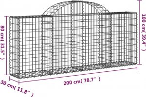 vidaXL Kosze gabionowe, 13 szt, 200x30x80/100 cm, galwanizowane żelazo 6