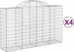 vidaXL Kosze gabionowe, 4 szt, 200x50x120/140 cm, galwanizowane żelazo 2