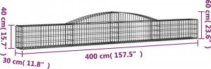 vidaXL Kosze gabionowe, 5 szt, 400x30x40/60 cm, galwanizowane żelazo 6