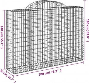 vidaXL Kosze gabionowe, 9 szt, 200x50x140/160 cm, galwanizowane żelazo 6