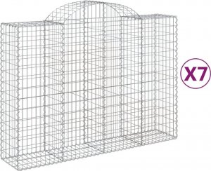 vidaXL Kosze gabionowe, 7 szt, 200x50x140/160 cm, galwanizowane żelazo 2