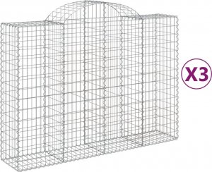 vidaXL Kosze gabionowe, 3 szt, 200x50x140/160 cm, galwanizowane żelazo 2