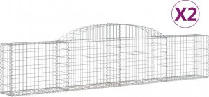 vidaXL Kosze gabionowe, 2 szt., 300x30x60/80 cm, galwanizowane żelazo 2