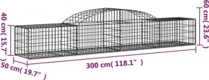 vidaXL Kosze gabionowe, 2 szt, 300x50x40/60 cm, galwanizowane żelazo 6
