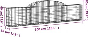 vidaXL Kosze gabionowe, 8 szt., 300x30x60/80 cm, galwanizowane żelazo 6