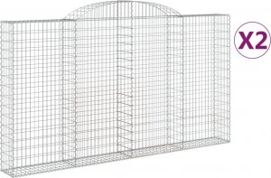 vidaXL Kosze gabionowe, 2 szt, 300x30x160/180 cm, galwanizowane żelazo 2