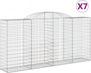vidaXL Kosze gabionowe, 7 szt, 300x50x140/160 cm, galwanizowane żelazo 2
