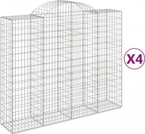 vidaXL Kosze gabionowe, 4 szt, 200x50x160/180 cm, galwanizowane żelazo 2