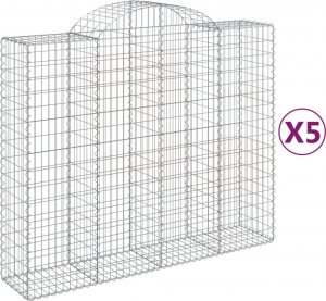 vidaXL Kosze gabionowe, 5 szt, 200x50x160/180 cm, galwanizowane żelazo 2