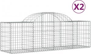 vidaXL Kosze gabionowe, 2 szt, 200x50x60/80 cm, galwanizowane żelazo 2