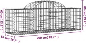 vidaXL Kosze gabionowe, 2 szt, 200x50x60/80 cm, galwanizowane żelazo 6