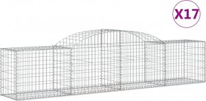 vidaXL Kosze gabionowe, 17 szt., 300x50x60/80 cm, galwanizowane żelazo 2