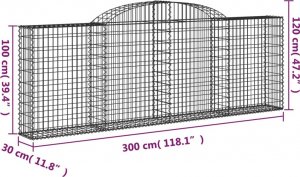 vidaXL Kosze gabionowe, 13 szt, 300x30x100/120cm, galwanizowane żelazo 6