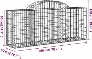 vidaXL Kosze gabionowe, 5 szt, 200x50x80/100 cm, galwanizowane żelazo 6